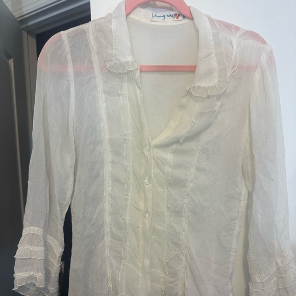 Johnny Was Cream Ruffled Blouse - Picture 1 of 2